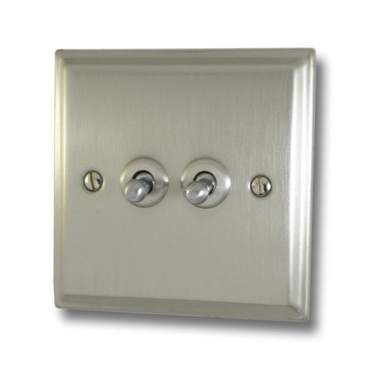 Deco Satin Nickel 2 Gang 2 Way Toggle Switch