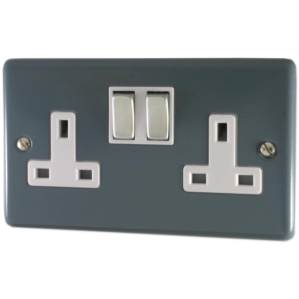 Contour  Dark Grey  2 Gang Socket