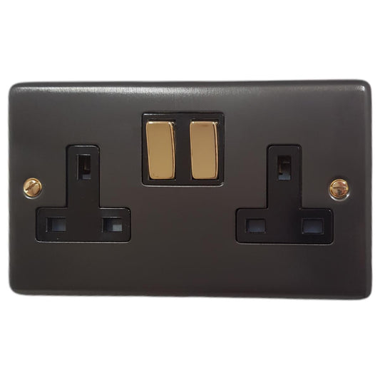 Contour  Black Bronze  2 Gang Socket