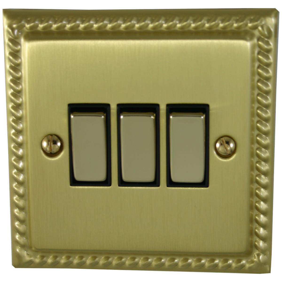 Monarch Satin Brass 3 Gang Switch