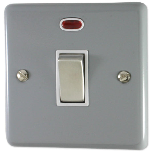 Contour Light Grey 20A Dp Switch + Neon