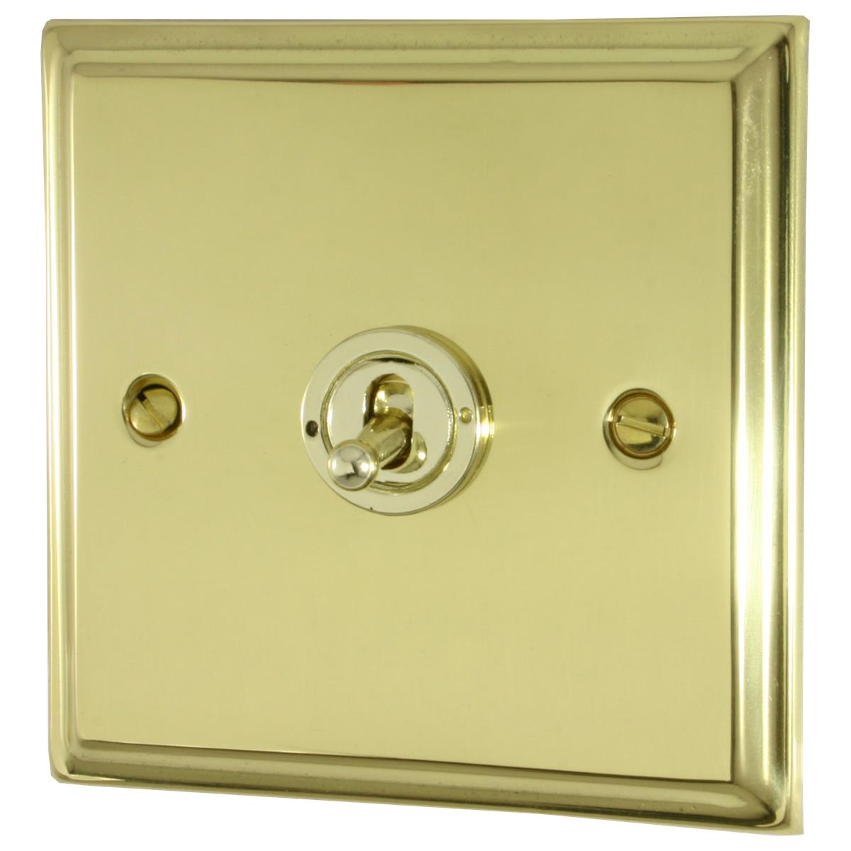 Deco Polished Brass 1 Gang Grid Toggle Plate