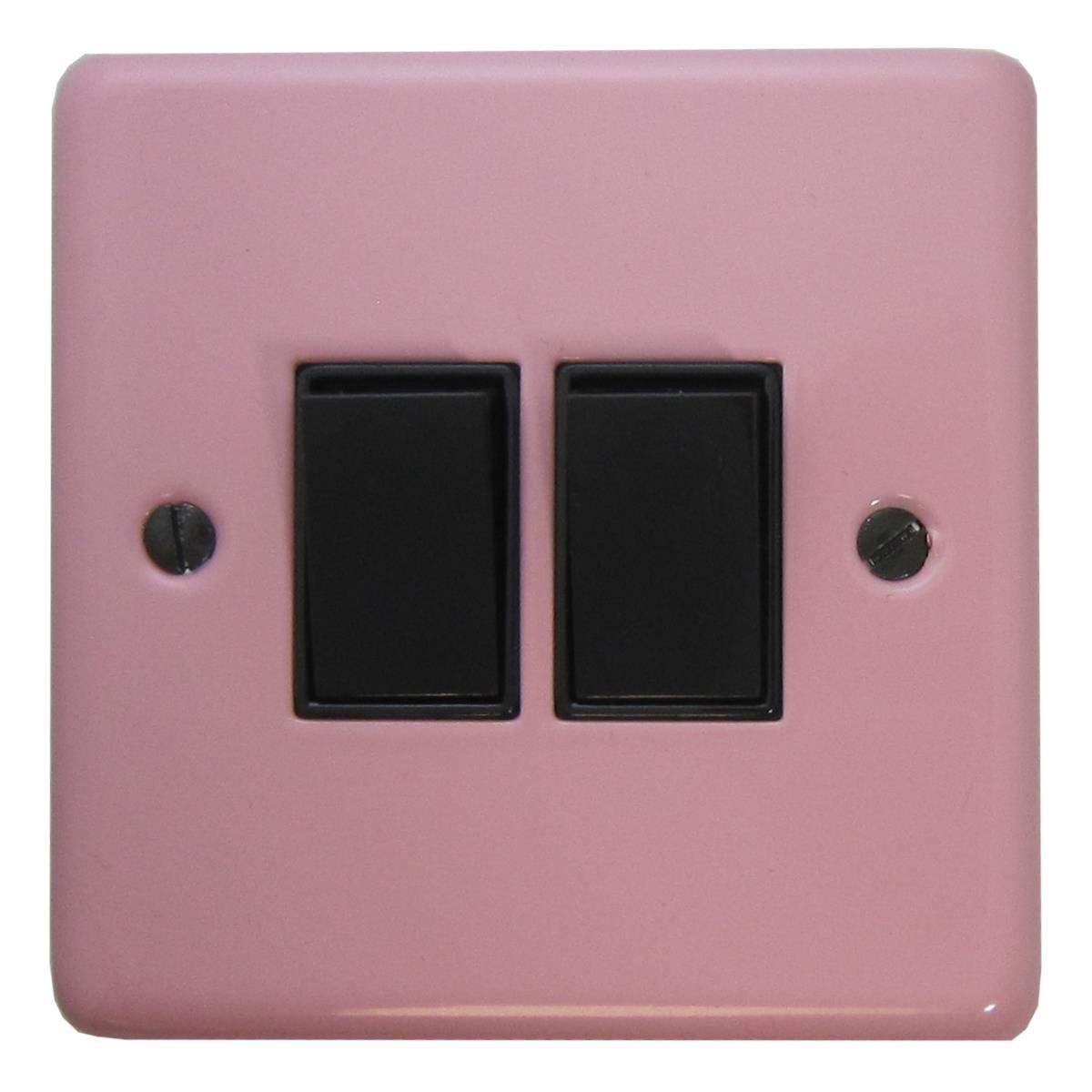 Contour Pink 2 Gang Switch (Black Switch)