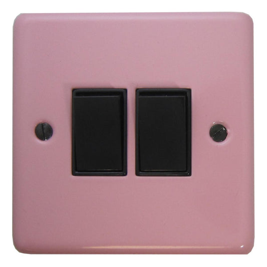 Contour Pink 2 Gang Switch (Black Switch)