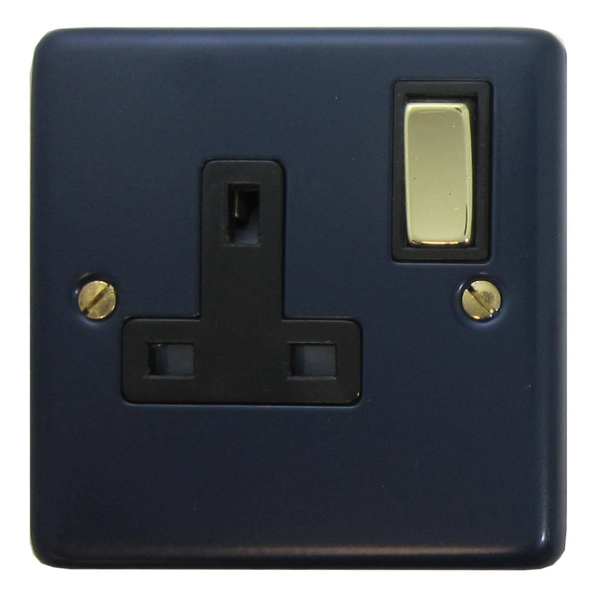 Contour Blue 1 Gang Switched Socket