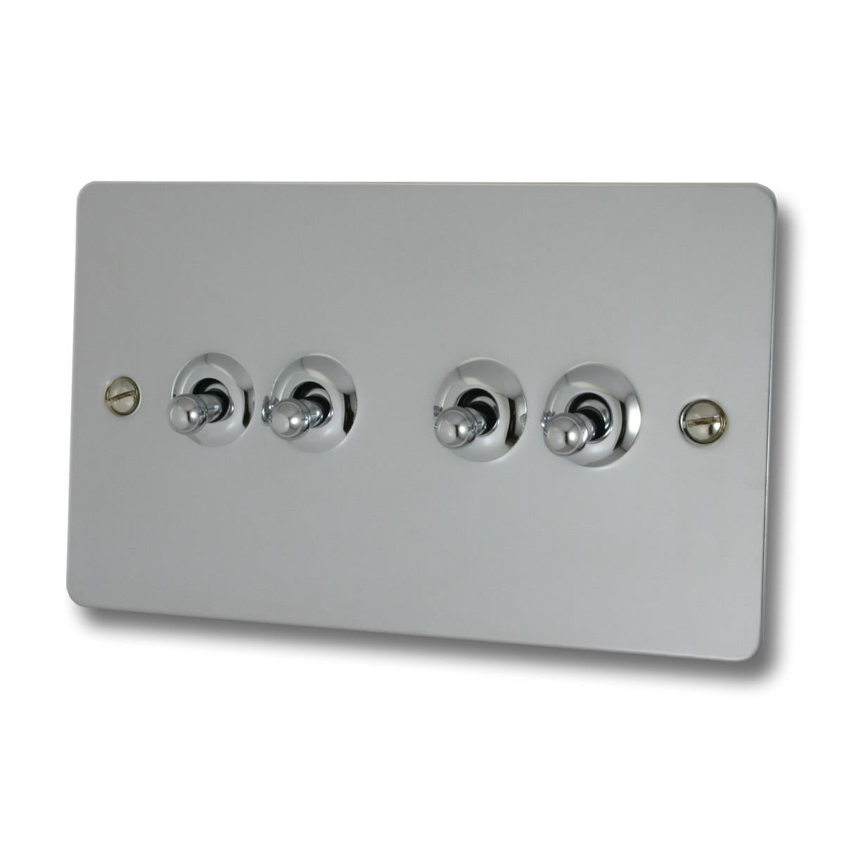 Flat Polished Chrome 4 Gang Toggle Switch