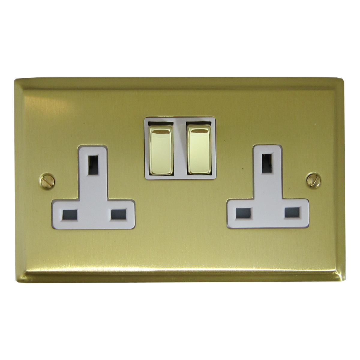 Deco  Satin Brass  2 Gang Socket