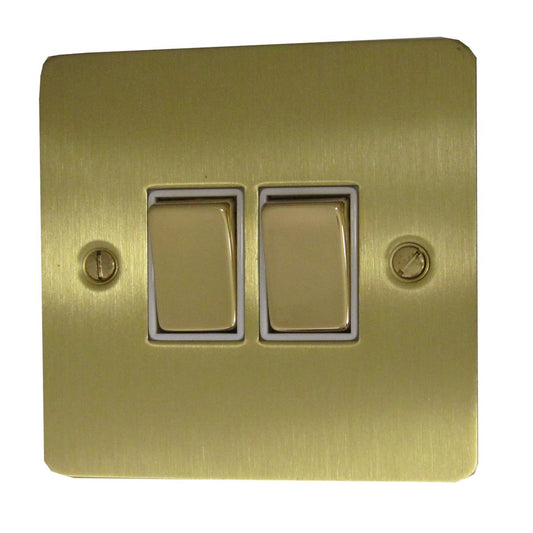 Flat Satin Brass 2 Gang 2 Way Switch