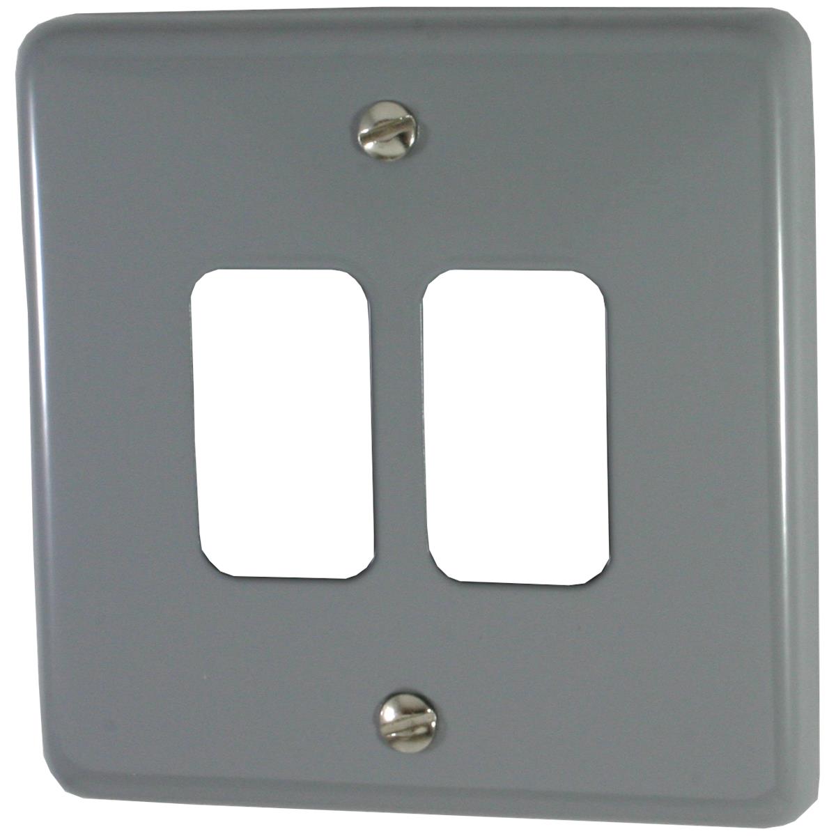 Contour Light Grey 2 Gang Grid Plate