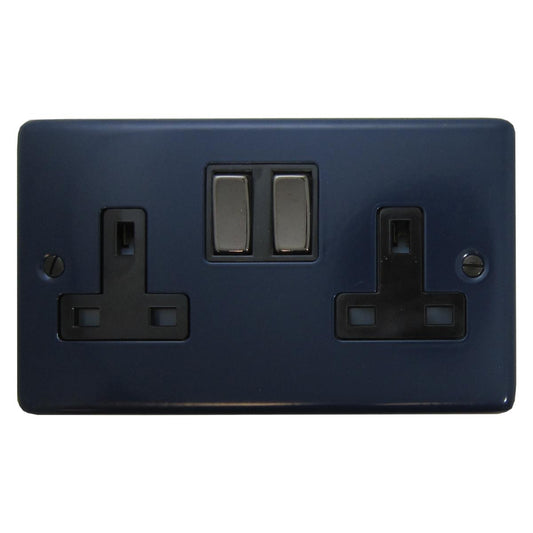 Contour  Blue  2 Gang Socket