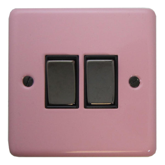 Contour Gloss Pink 2 Gang Switch (Black Nickel Switch)