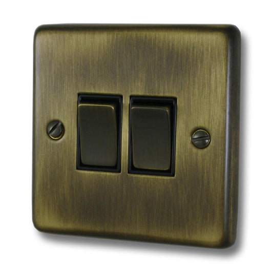 Contour Antique Brass 2 Gang Switch (Brass Switches)
