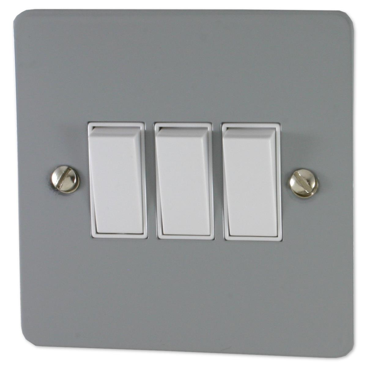 Flat Light Grey 3 Gang 2 Way Switch