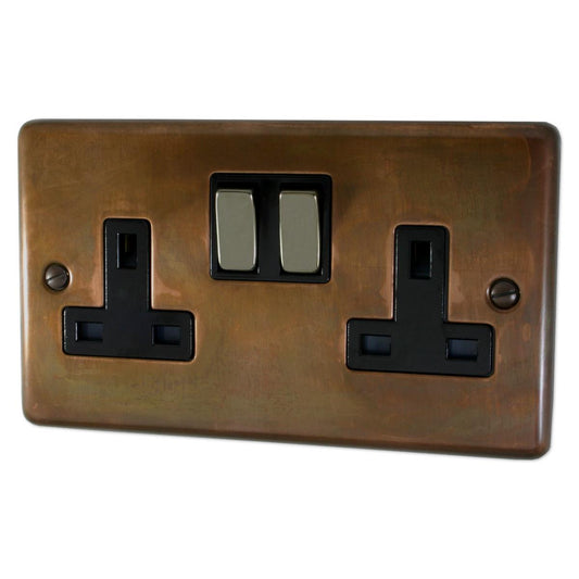 Contour  Tarnished Copper  2 Gang Socket