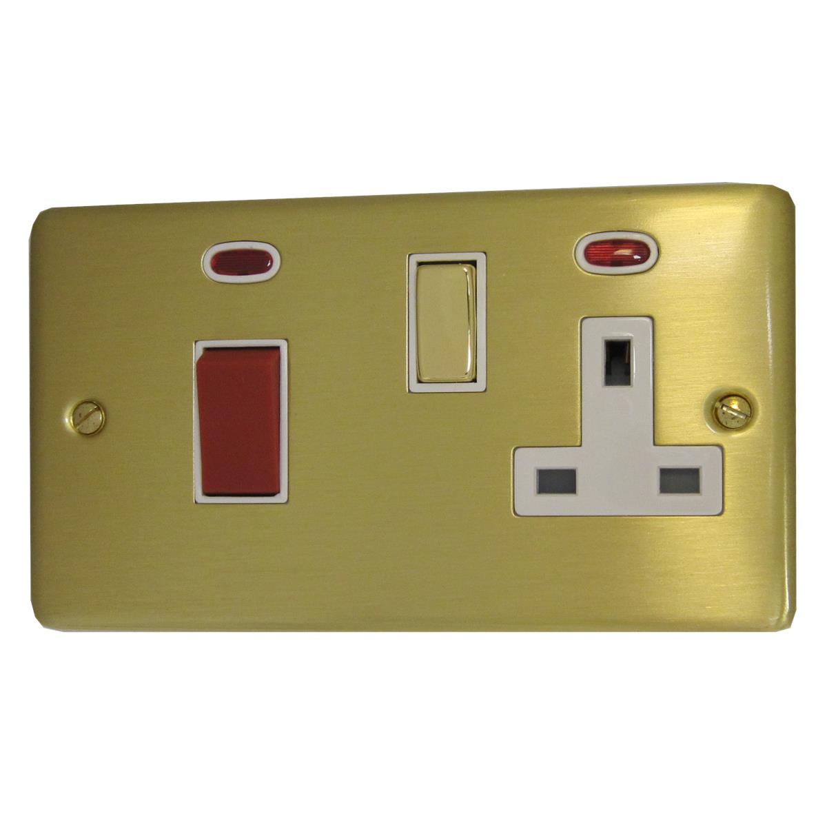 Contour Satin Brass 45 Amp Switch & 13 A Socket