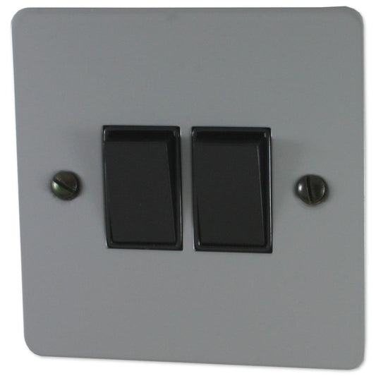 Flat Light Grey 2 Gang 2 Way Switch