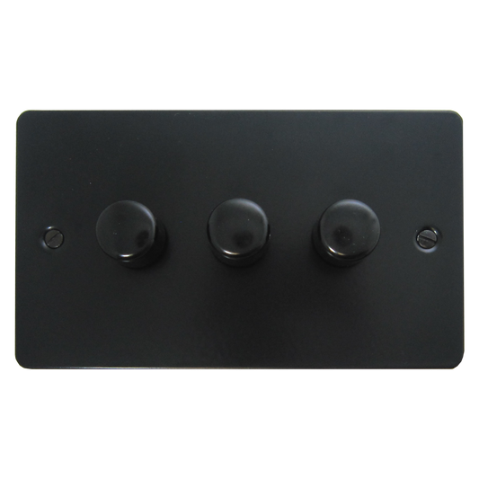 Flat Black 3 Gang 400W Dimmer