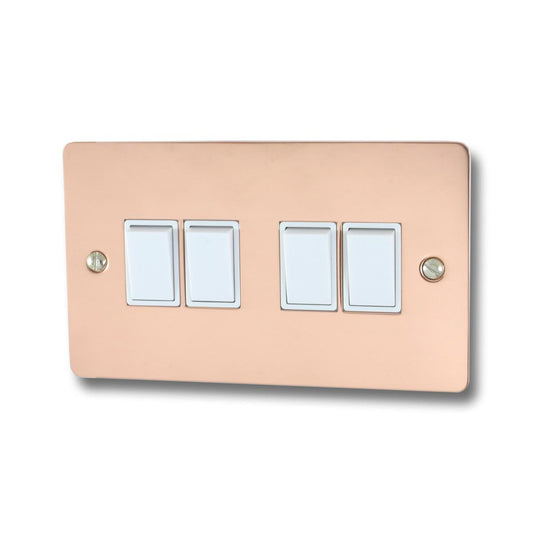 Flat Bright Copper 4 Gang 2 Way Switch