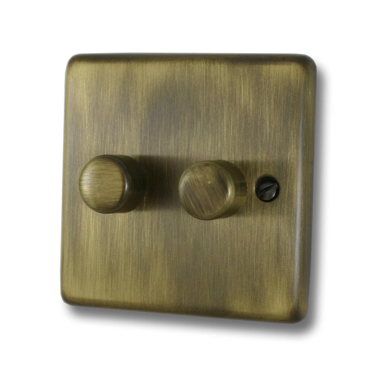 Contour Antique Brass 2 Gang 400W Dimmer