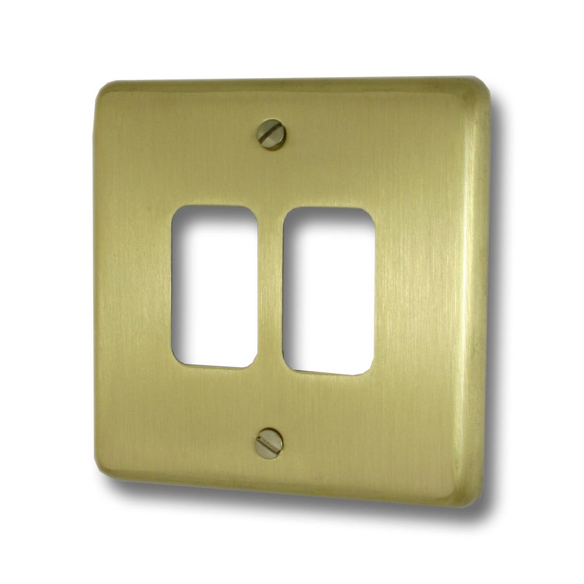 Contour Satin Brass 2 Gang Grid Plate