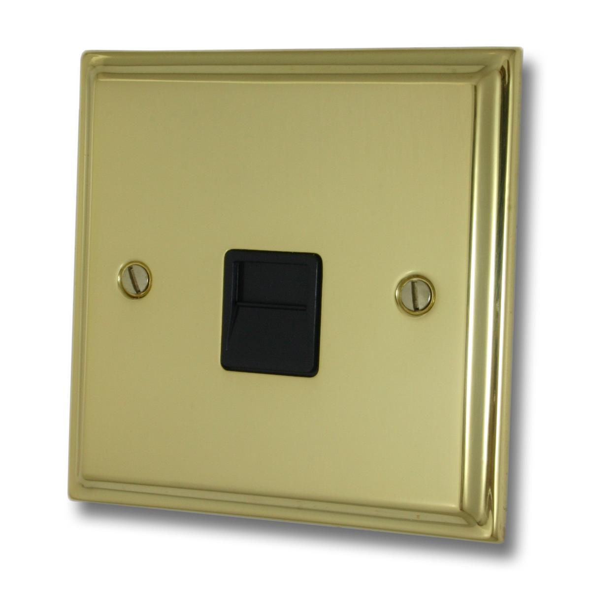 Deco Polished Brass Telephone Primary Socket (Black Insert)