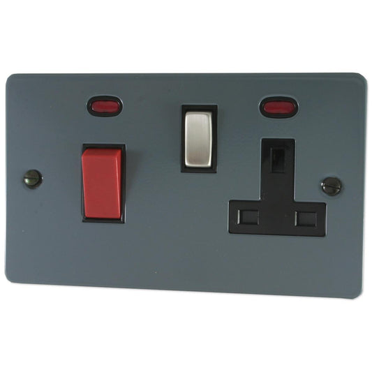 Flat Dark Grey 45 Amp Switch & 13 Amp Socket