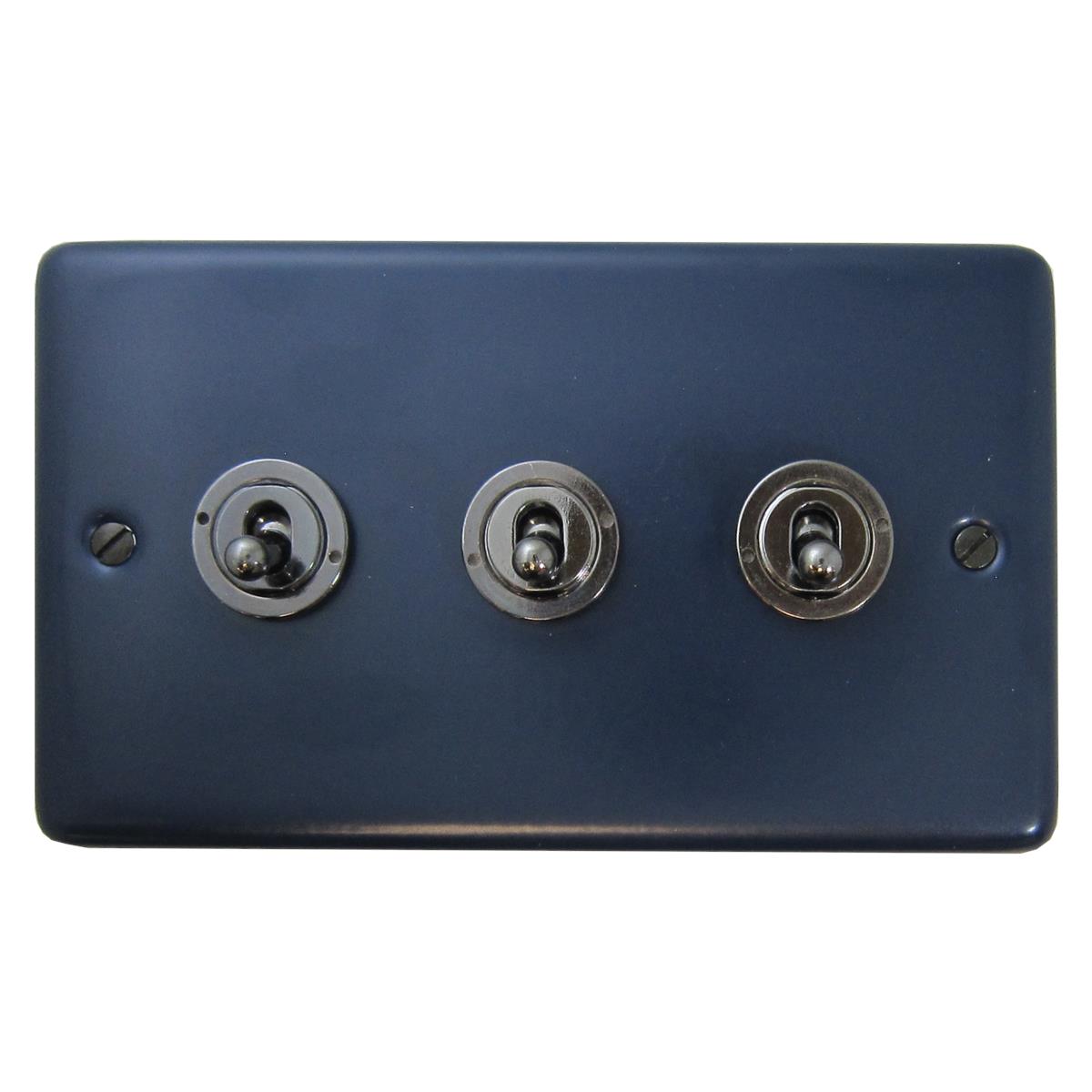 Contour Blue 3 Gang Grid Toggle Plate