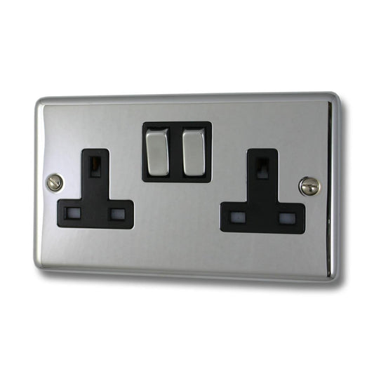 Contour  Polished Chrome  2 Gang Socket