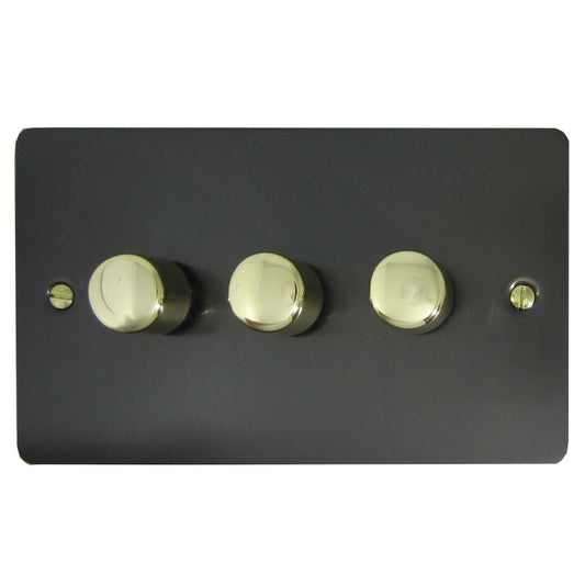 Flat Black Bronze 3 Gang LED Dimmer