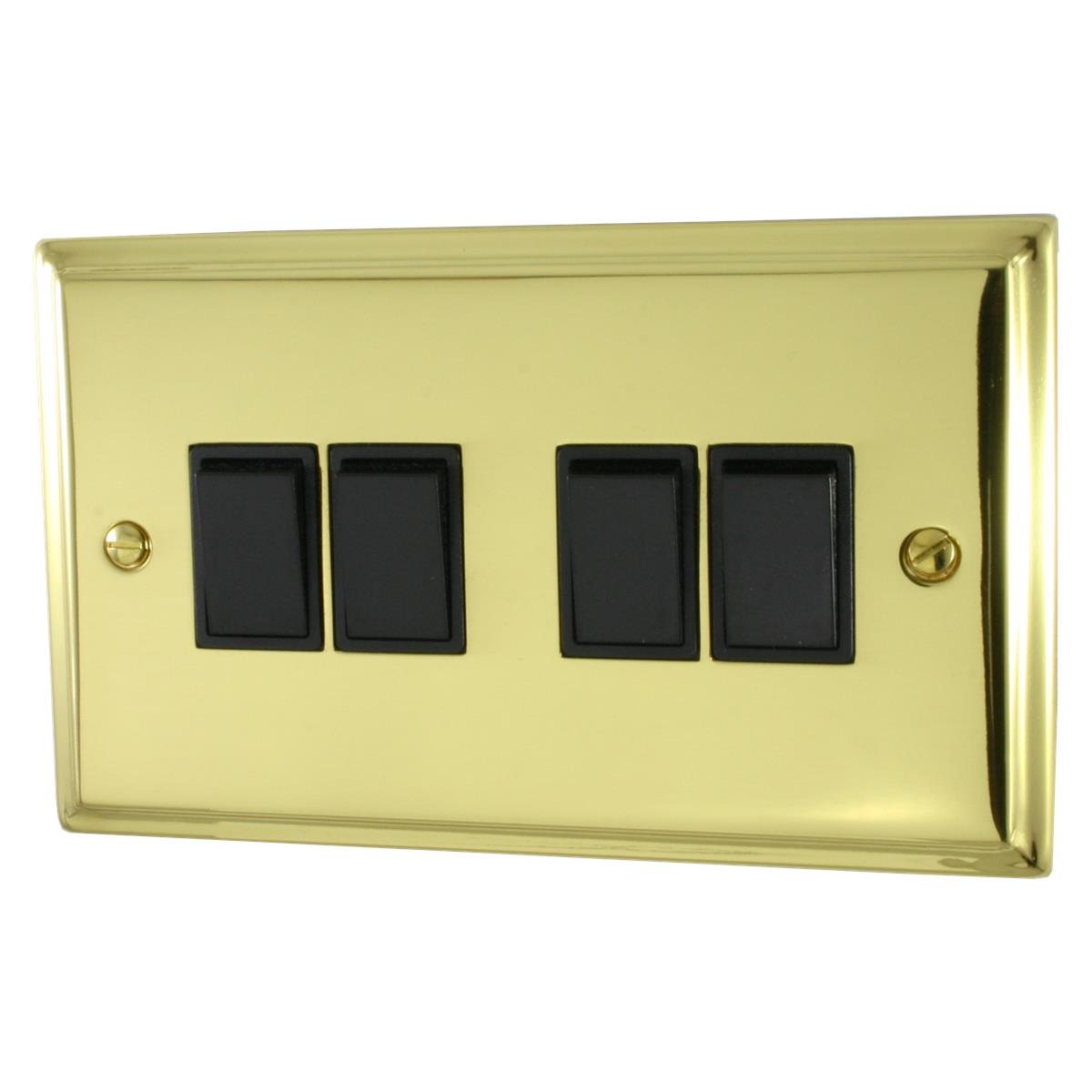 Deco Polished Brass 4 Gang Switch