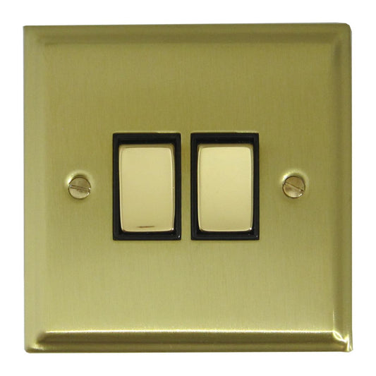 Deco Satin Brass 2 Gang Switch