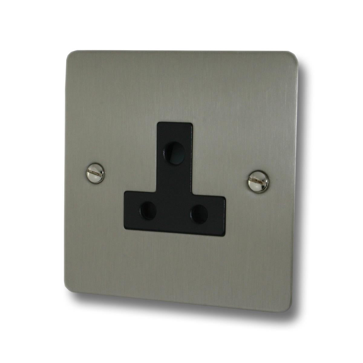 Flat Brushed Steel 5 Amp Socket