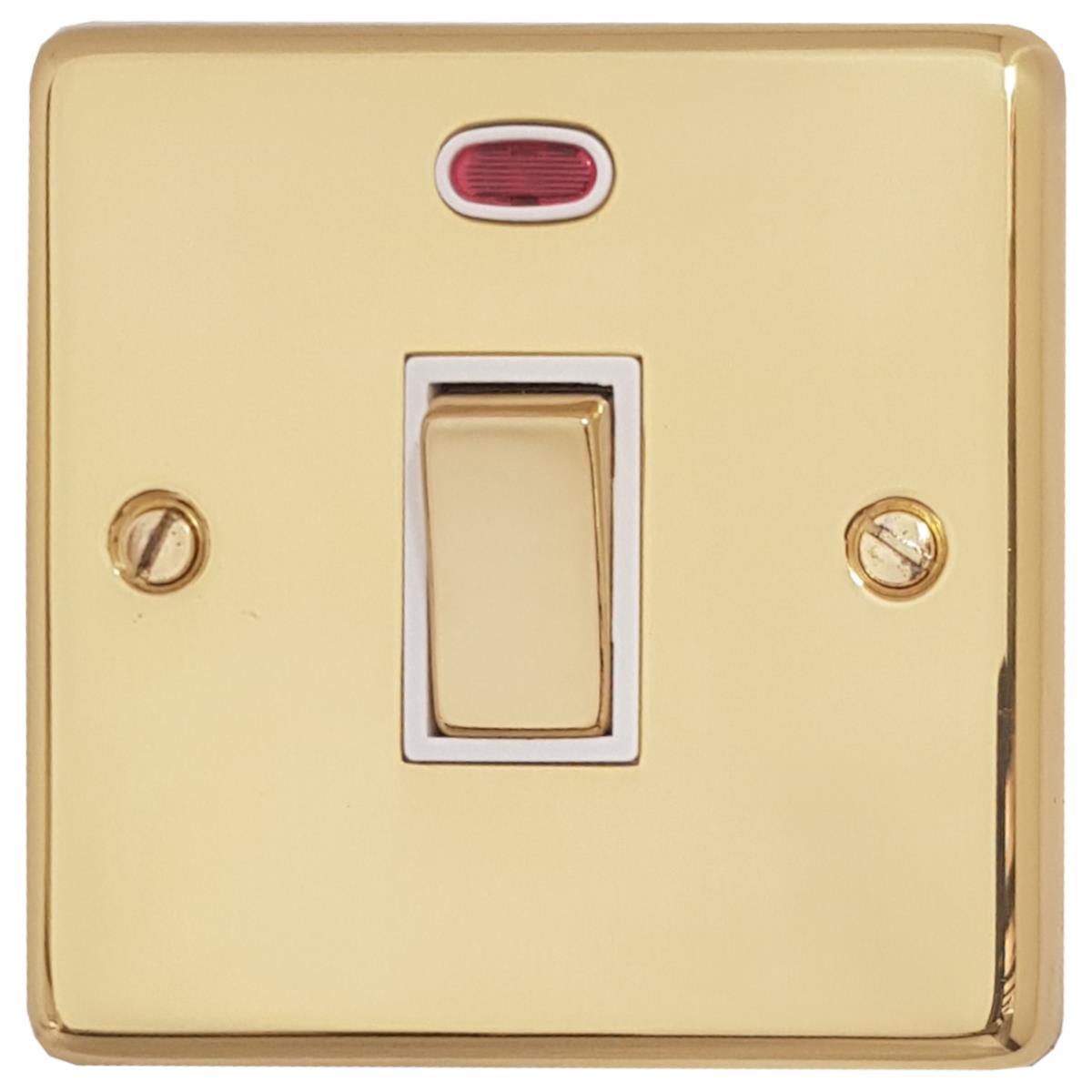 Contour Polished Brass 20 Amp Dp Switch & Neon