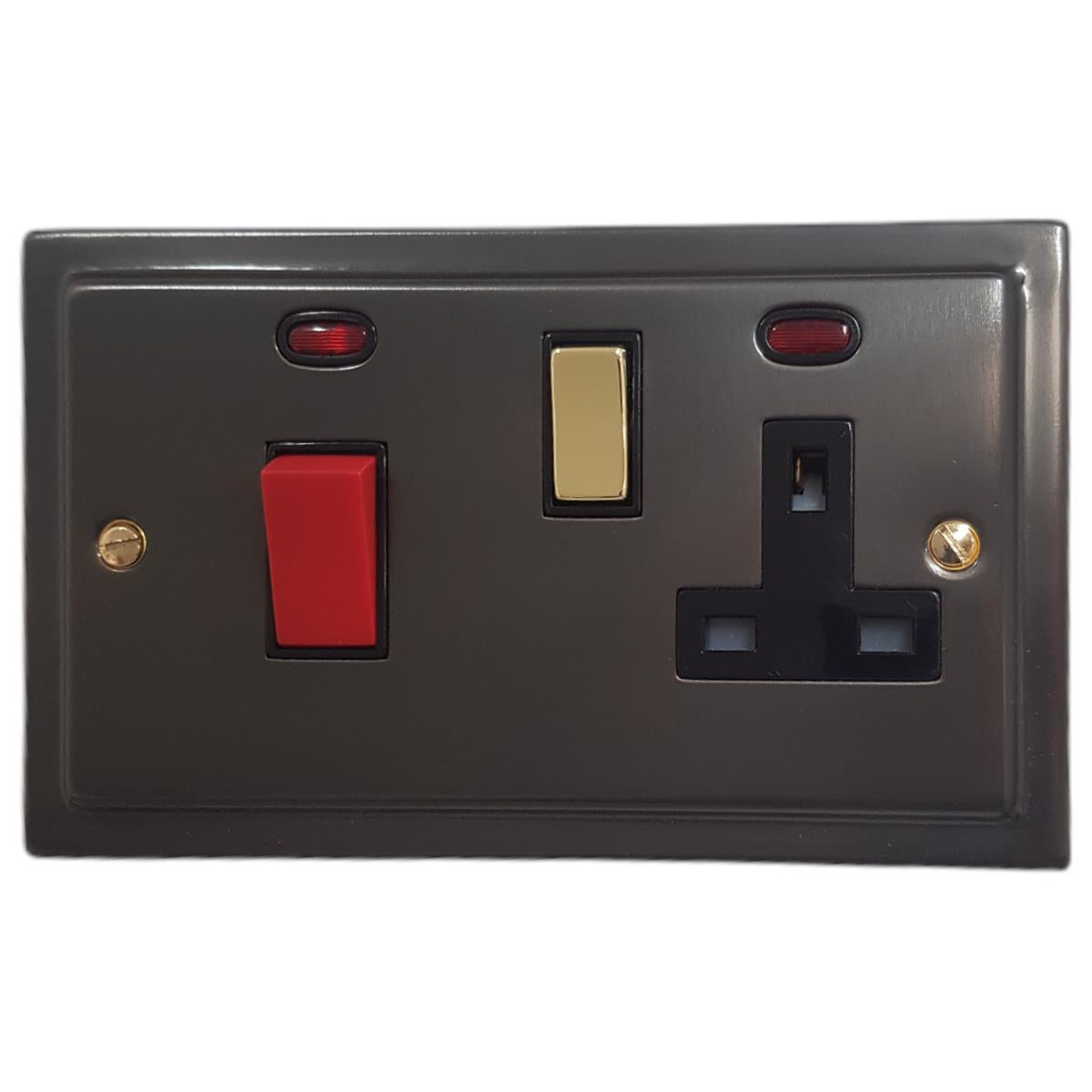 Trimline Black Bronze 45 Amp Switch & 13A Socket