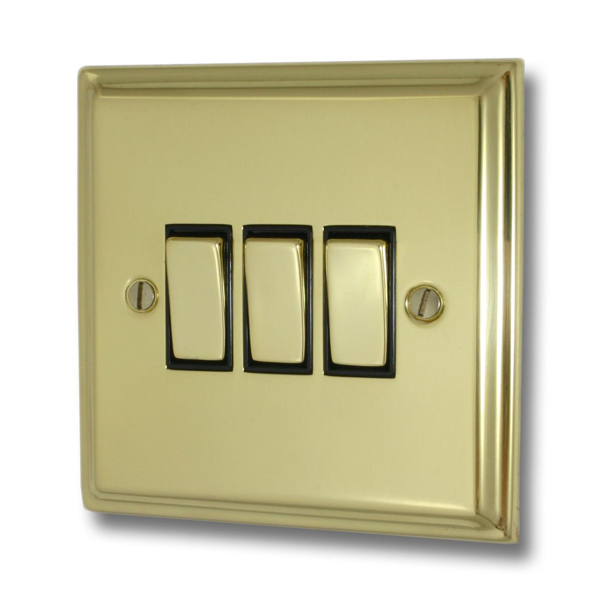 Deco Polished Brass 3 Gang 2 Way Switch