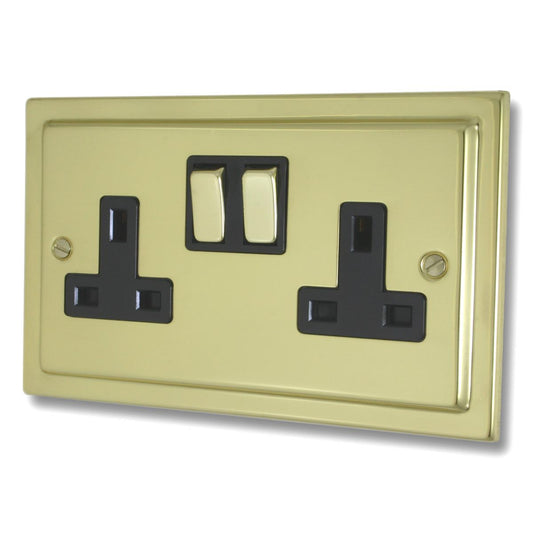 Trimline  Polished Brass  2 Gang Socket