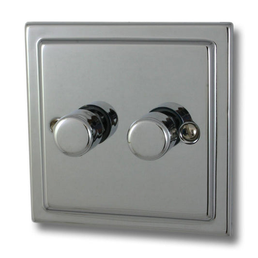 Trimline Polished Chrome 2 Gang LED Dimmer