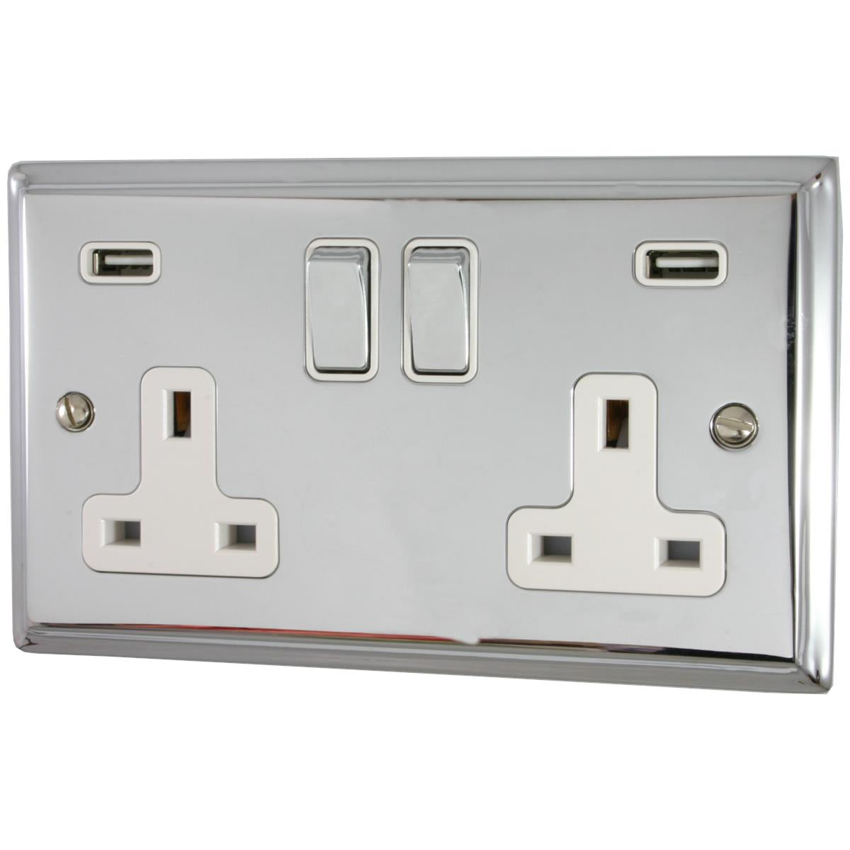 Deco Polished Chrome 2 Gang Usb Socket