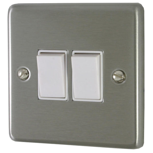 Contour Brushed Steel 2 Gang 2 Way Switch