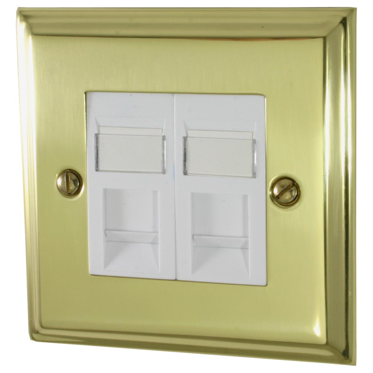 Deco Polished Brass 2 Gang Rj45 Socket