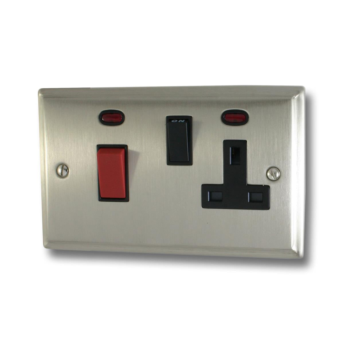 Deco Satin Nickel 45 Amp Switched Socket