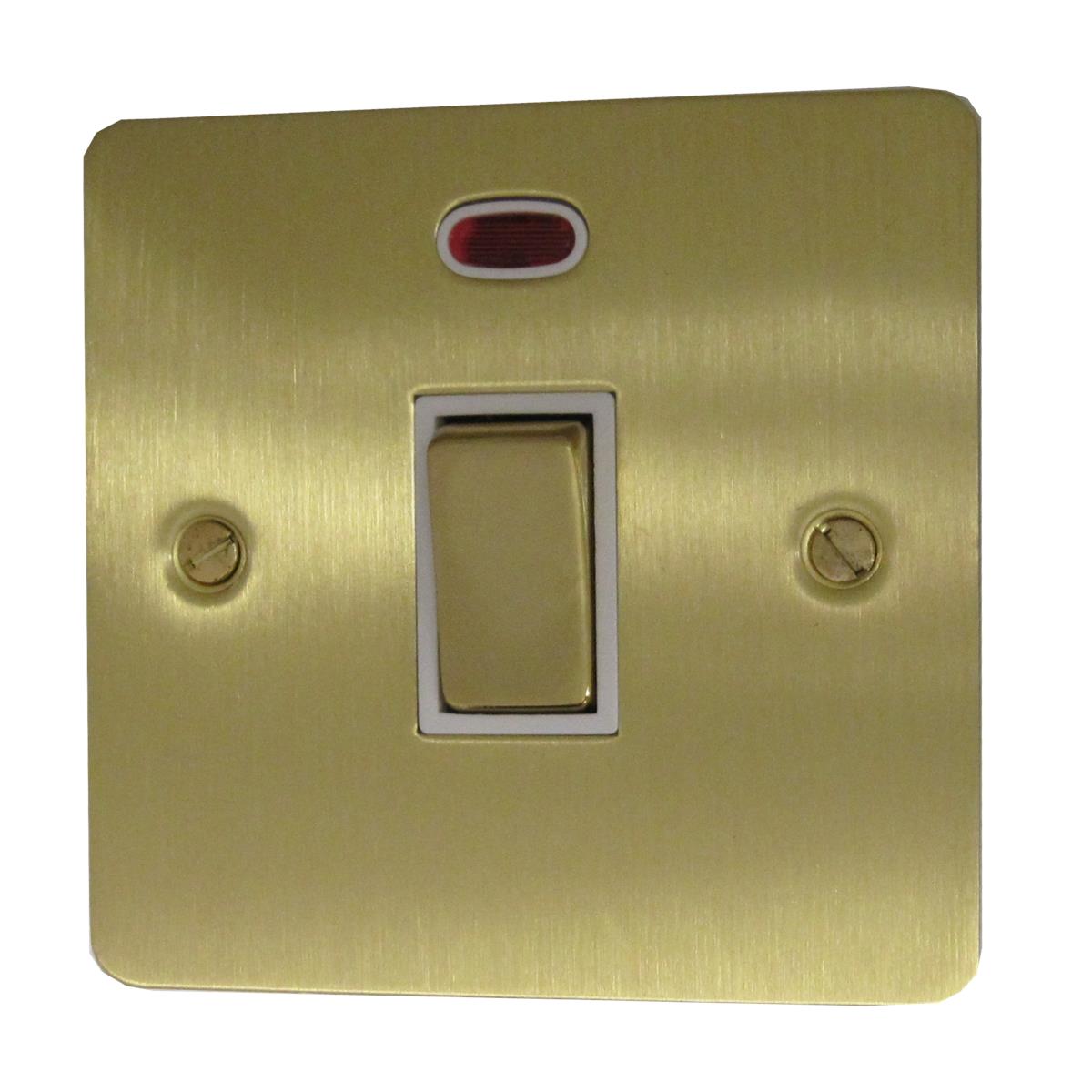 Flat Satin Brass 20 Amp Dp Switch & Neon