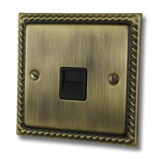 Georgian Antique Brass Telephone Primary Socket (Black Insert)