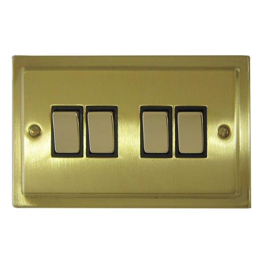 Trimline Satin Brass 4 Gang Switch