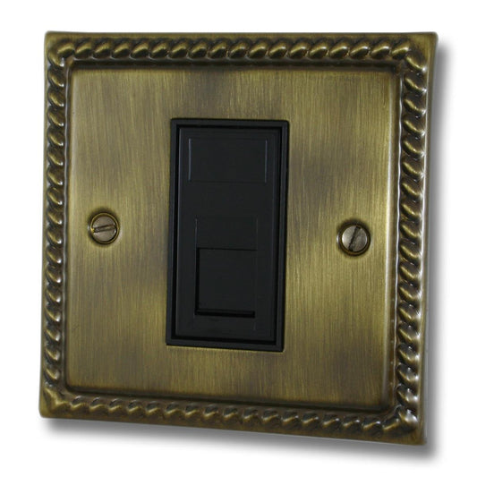 Georgian Antique Brass 1 Gang Rj45 Socket