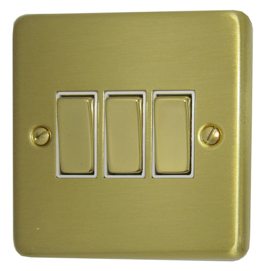 Contour Satin Brass 3 Gang 2 Way Switch