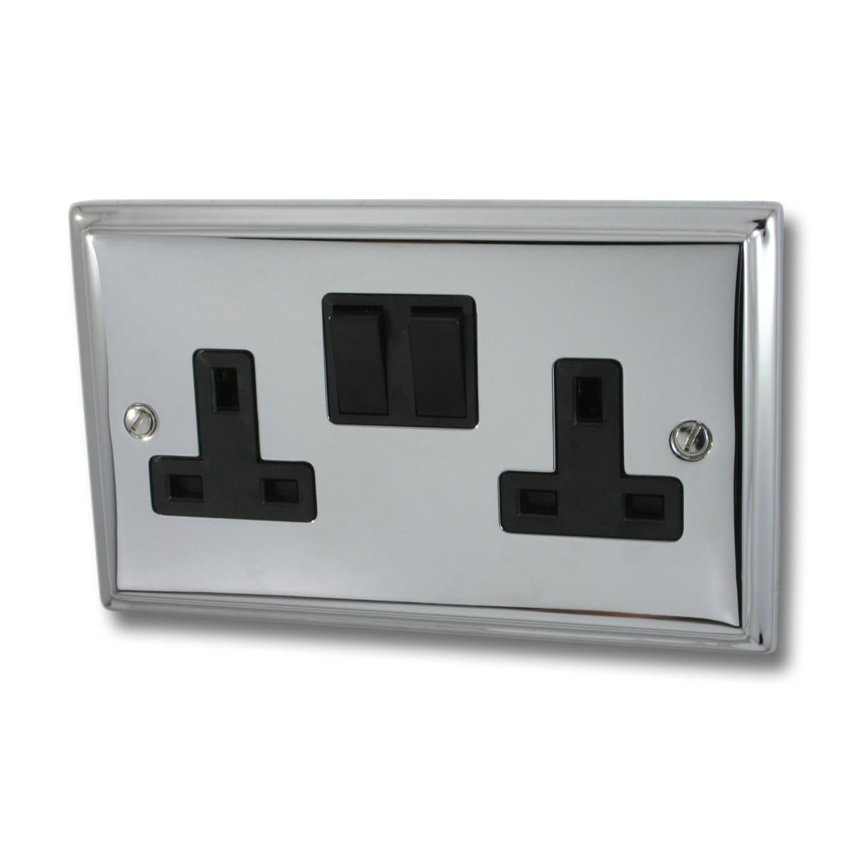 Deco  Polished Chrome  2 Gang Socket