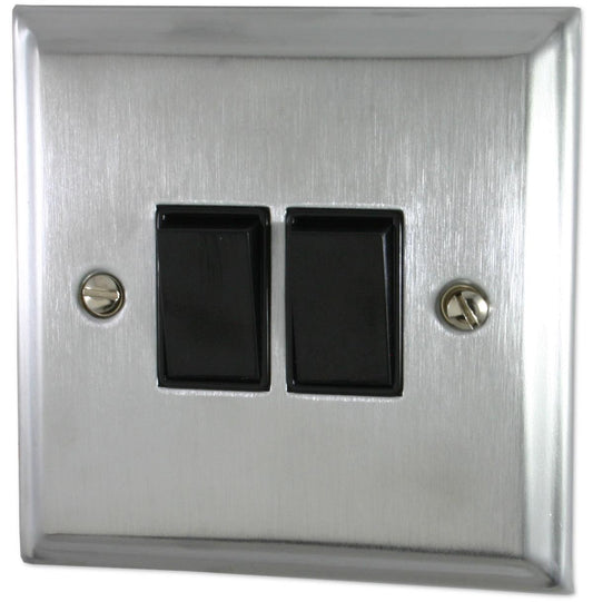 Deco Satin Chrome 2 Gang 2 Way Switch