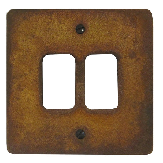 Flat Rust 2 Gang Grid Plate