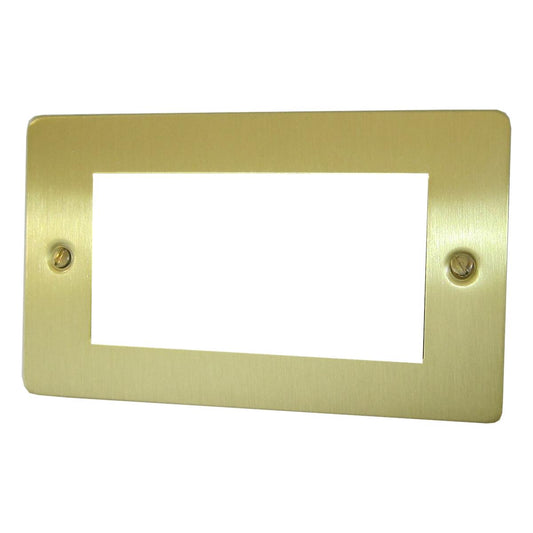 Flat Satin Brass 4 Gang Mod Plate & Frame